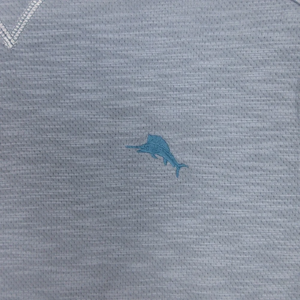 Tommy Bahama Sweater Mens Small Gray Crewneck Sweatshirt Blue Marlin Logo Raglan